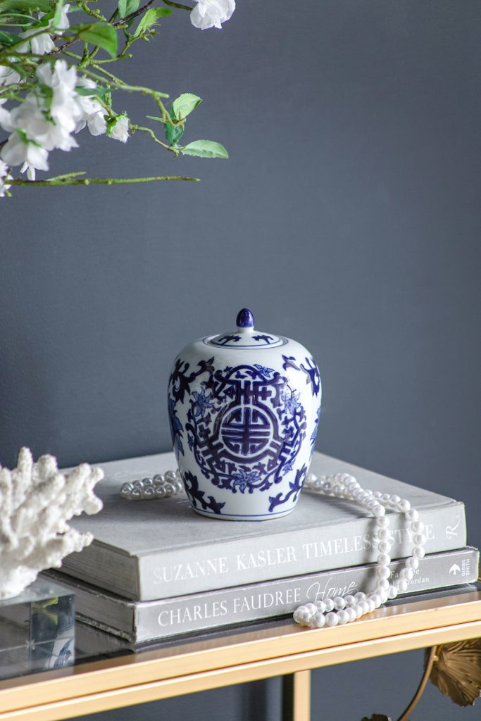 Small Blue-and-White Lidded Porcelain Jar