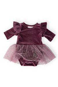 Amethyst Velvet Tutu Bodysuit