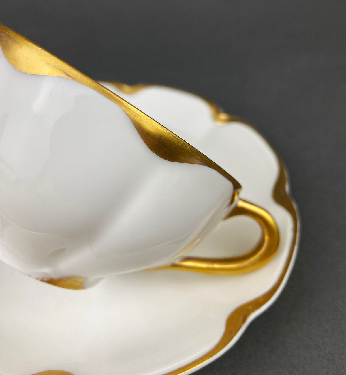 Antique Limoges Tea Set Trio – Haviland France Cup, Saucer & Plate with Gold Rim