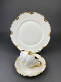 Antique Limoges Tea Set Trio – Haviland France Cup, Saucer & Plate with Gold Rim
