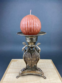 Antique Silver Plated Peacock Candle Holder – Ornate Pillar Stand