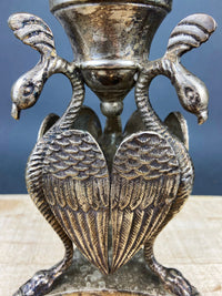Antique Silver Plated Peacock Candle Holder – Ornate Pillar Stand