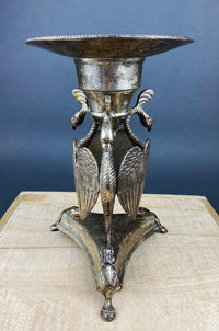 Antique Silver Plated Peacock Candle Holder – Ornate Pillar Stand