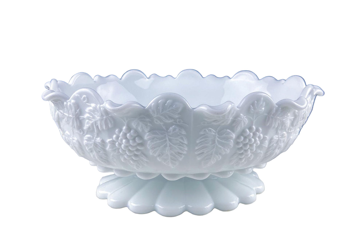 Antique Westmoreland Milk Glass Bowl – Grapes & Vines Motif