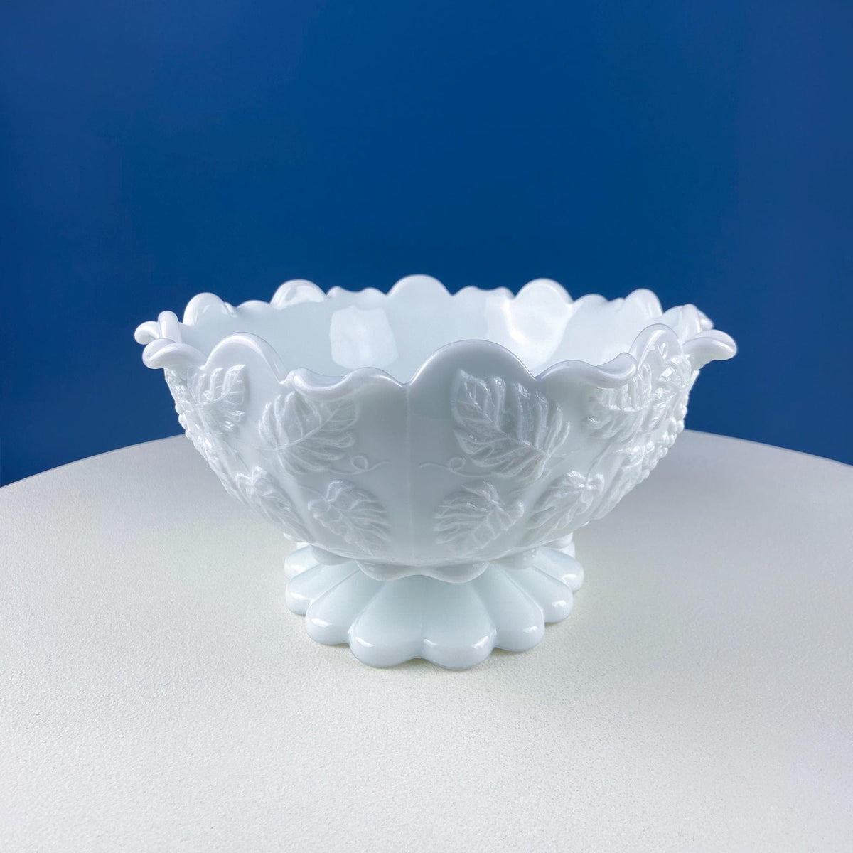 Antique Westmoreland Milk Glass Bowl – Grapes & Vines Motif