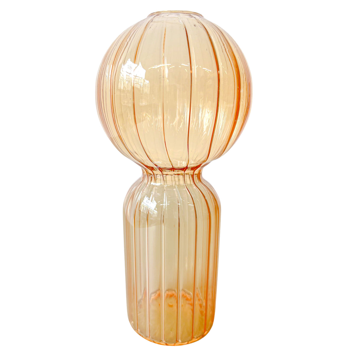 Apricot Ribbed Vase - Pair