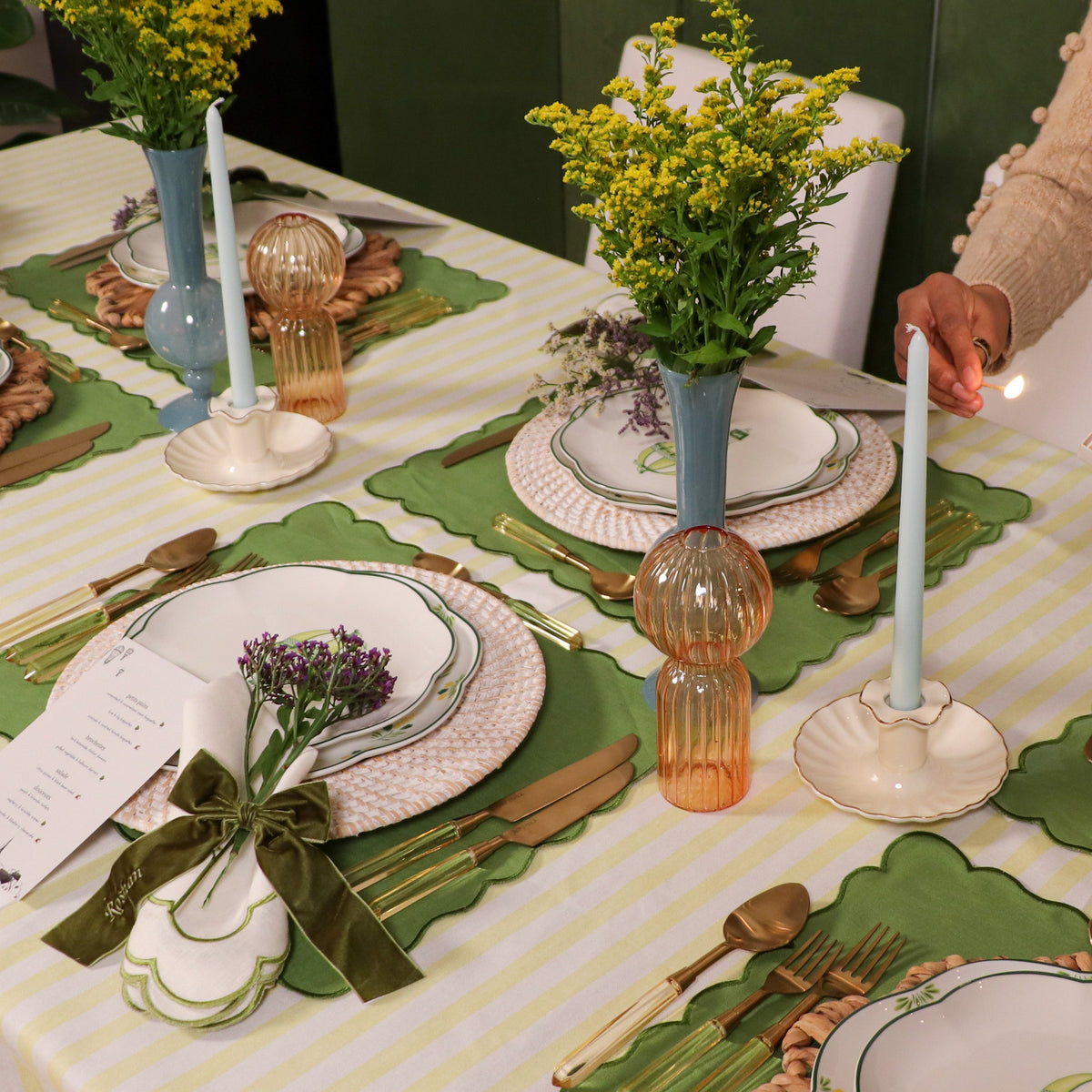 Apricot Ribbed Vase - Pair