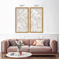 June – Tonal Beige Chinoiserie Fine Art Paper Print (Various Sizes)