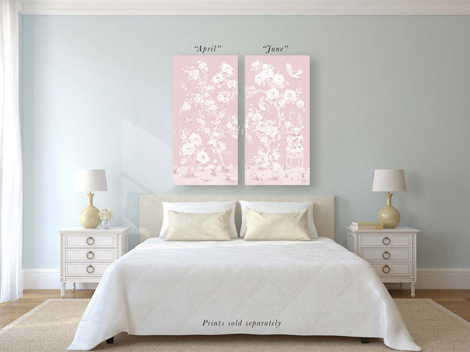June – Tonal Pink Chinoiserie Canvas Wrap (Various Sizes)