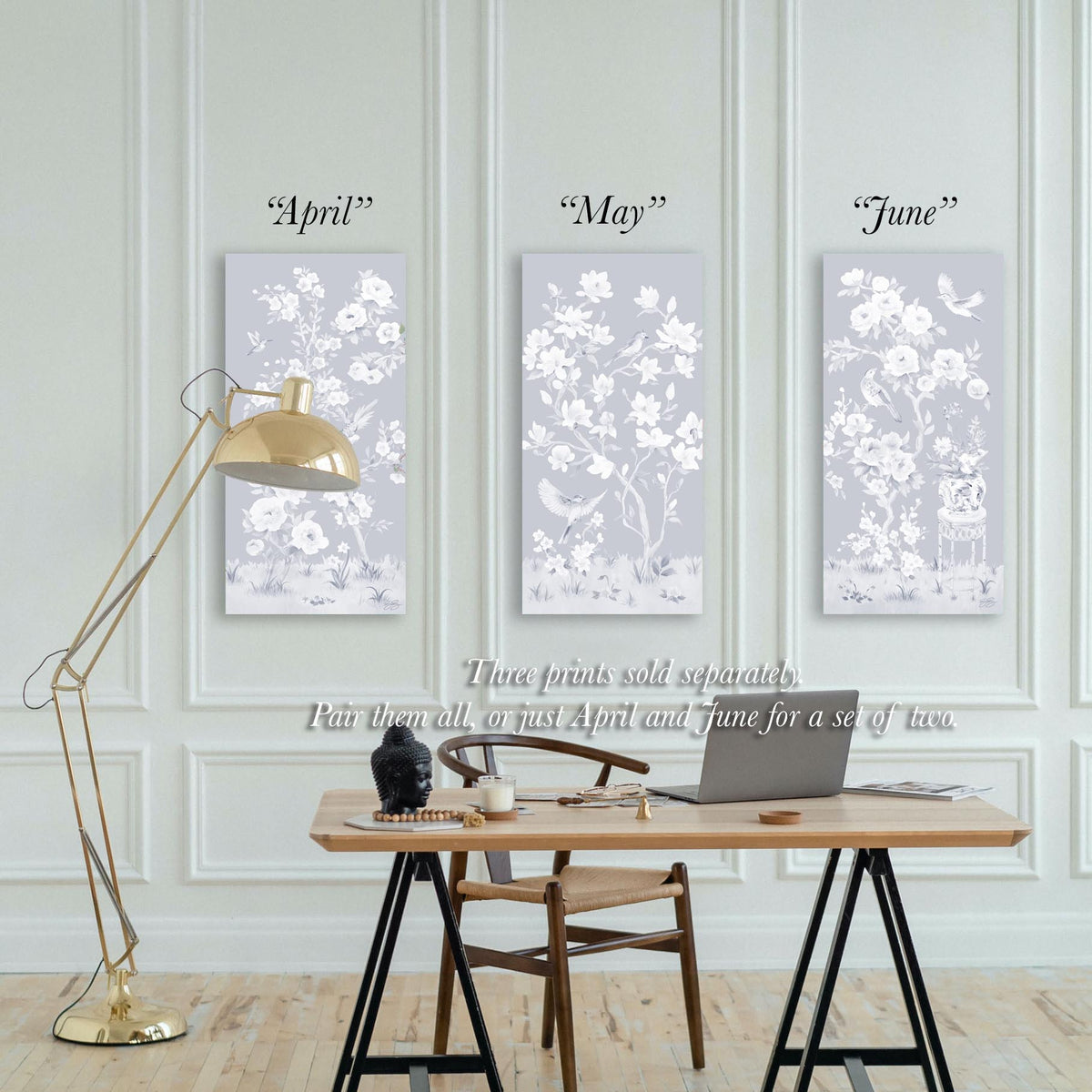 May – Tonal Blue Chinoiserie Canvas Wrap (Various Sizes)