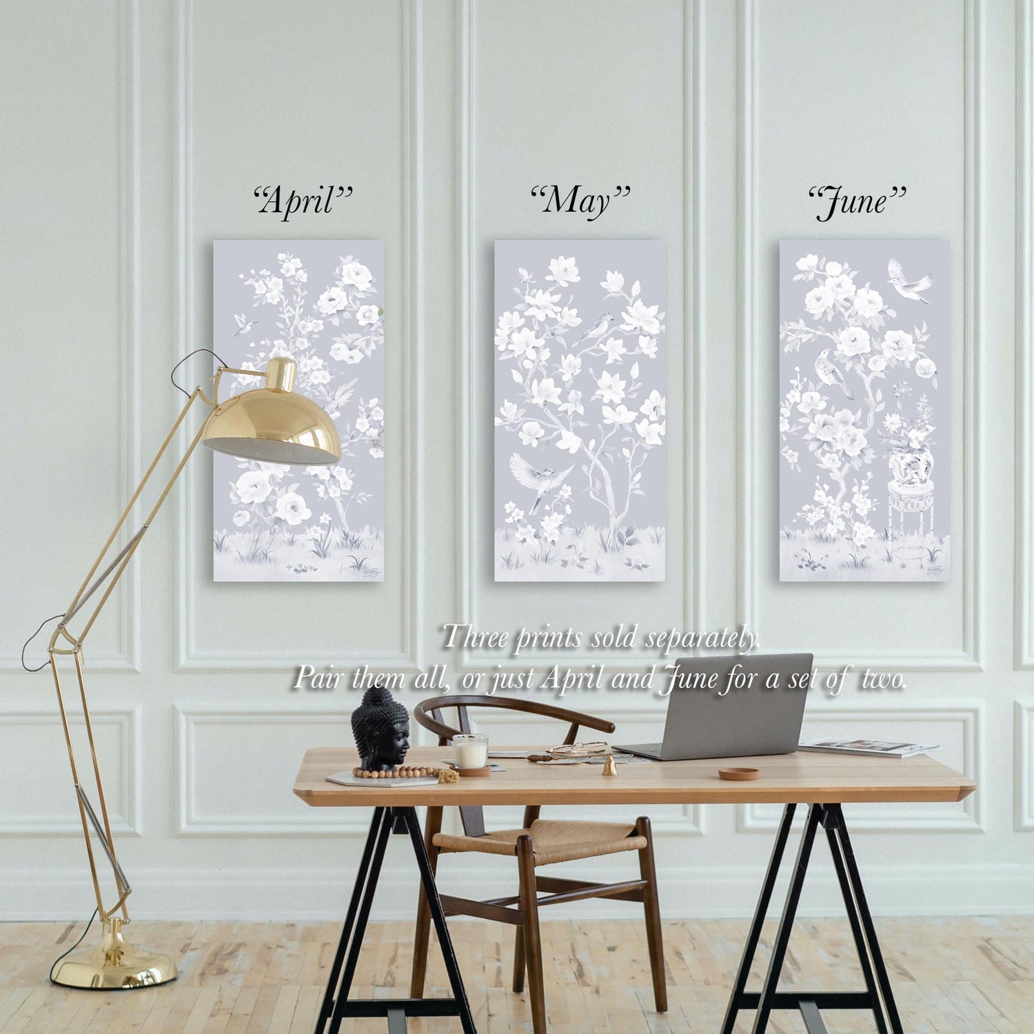 May – Tonal Blue Chinoiserie Canvas Wrap (Various Sizes)