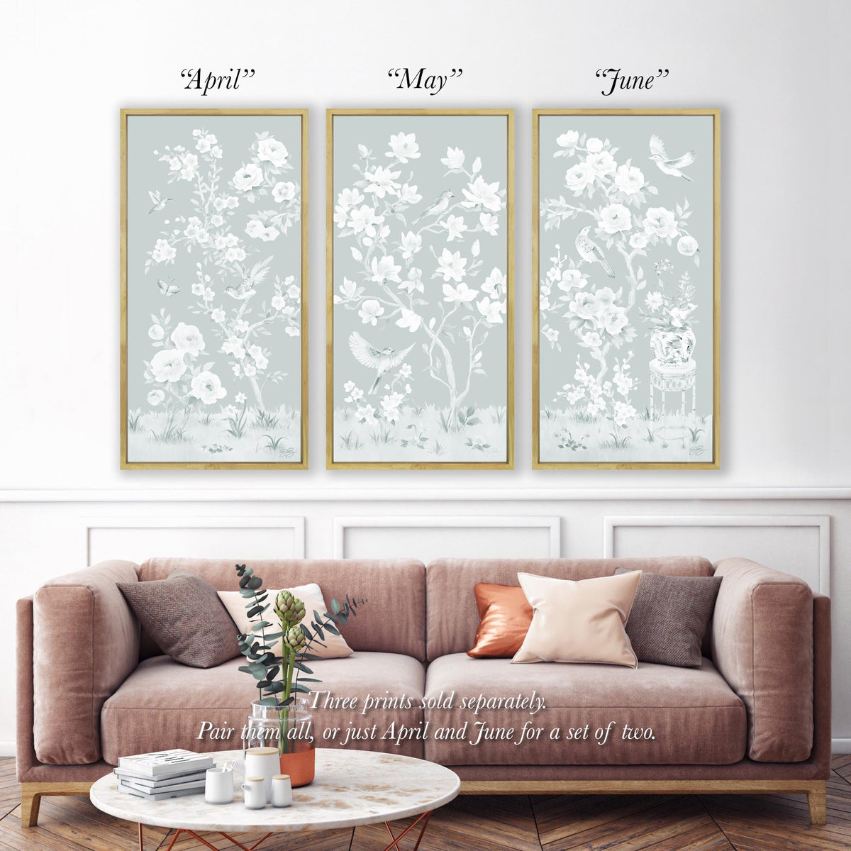 May – Tonal Green Chinoiserie Canvas Wrap (Various Sizes)