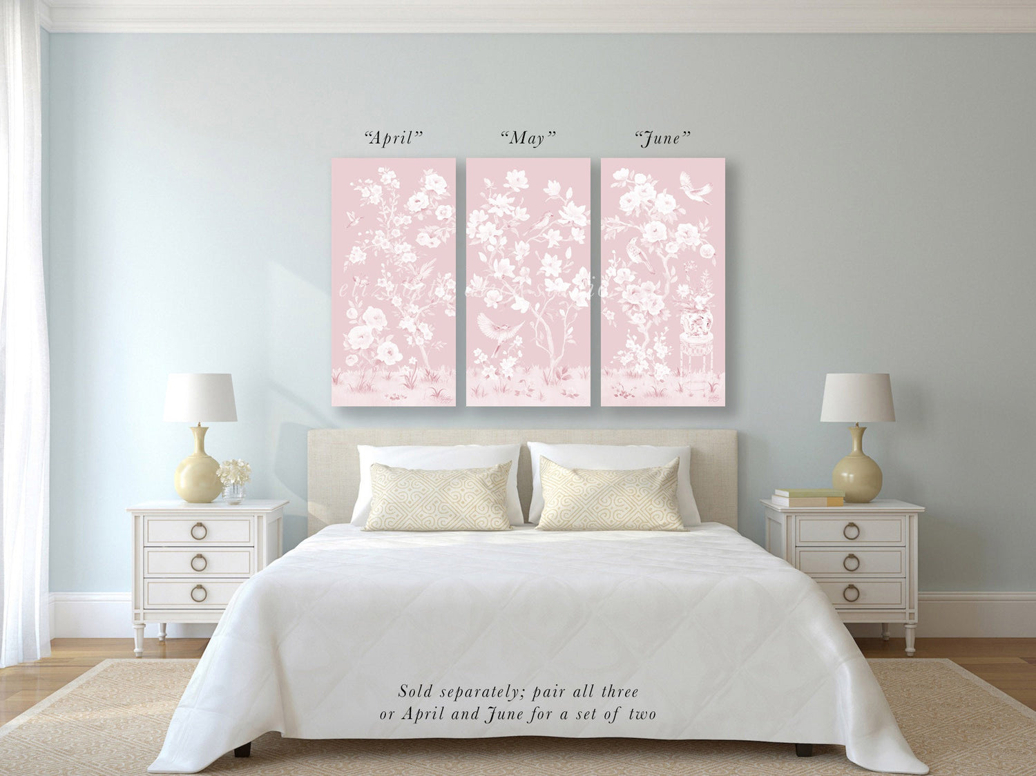 May – Tonal Pink Chinoiserie Canvas Wrap (Various Sizes)