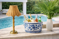 Bamboo Rechargeable Lamp with Wicker Shade