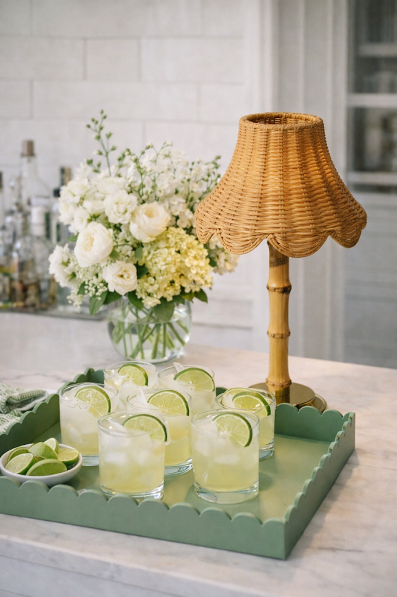 Bamboo Rechargeable Lamp with Wicker Shade