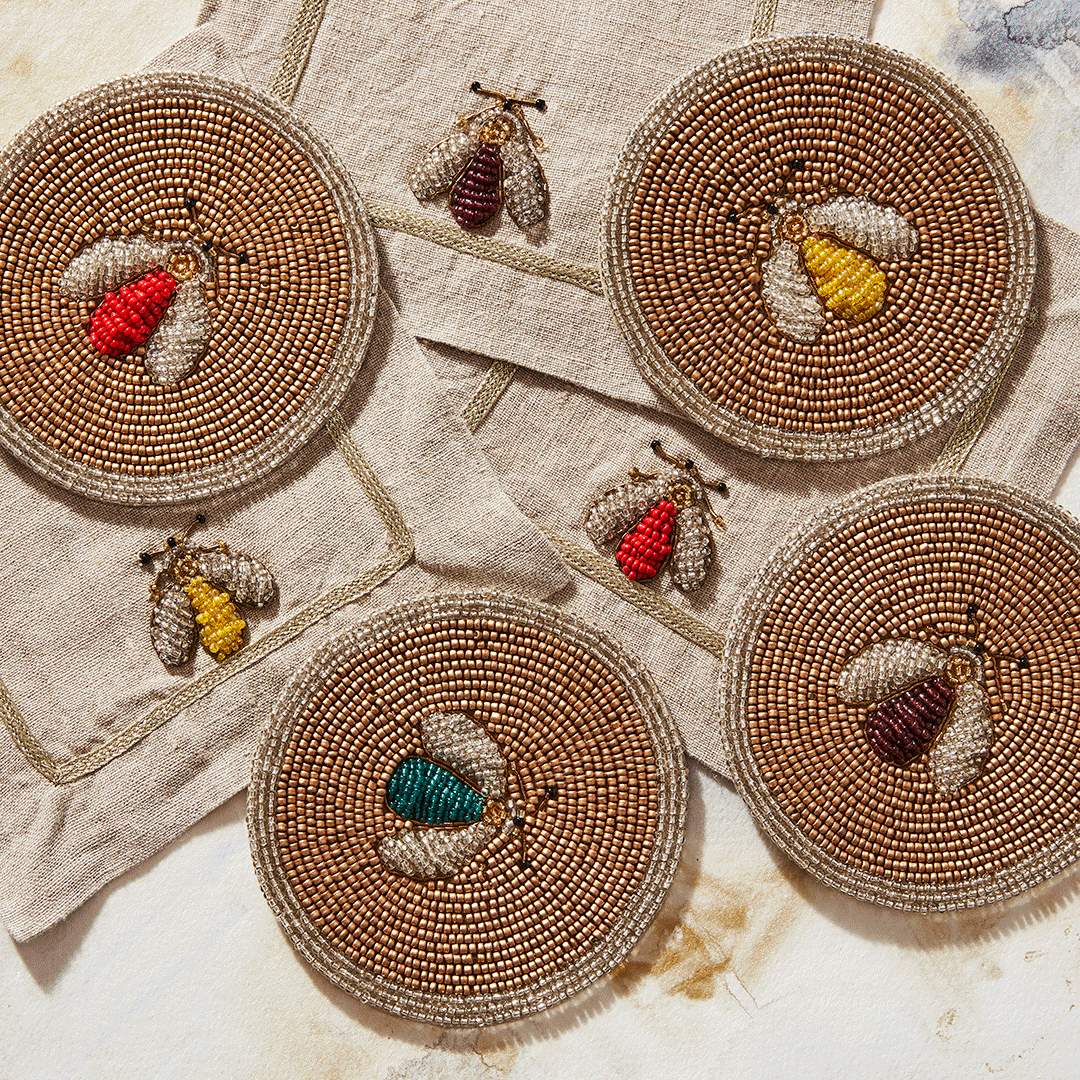 Sparkle Bee Coasters – Set of 4