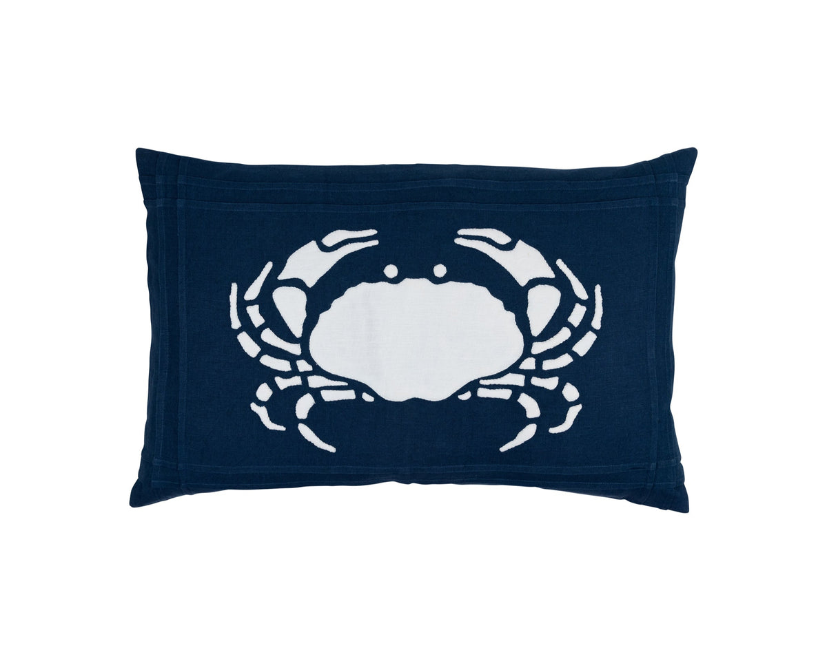 Blue Crab Linen Pillow