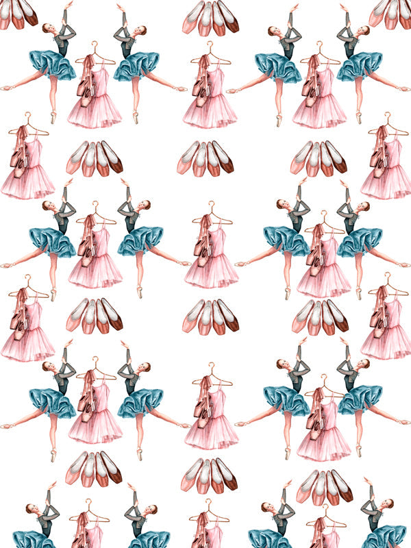 Ballerina Gift Wrap - Teal Tutu  (Sold as Set w/ Gift Tags or Separately)