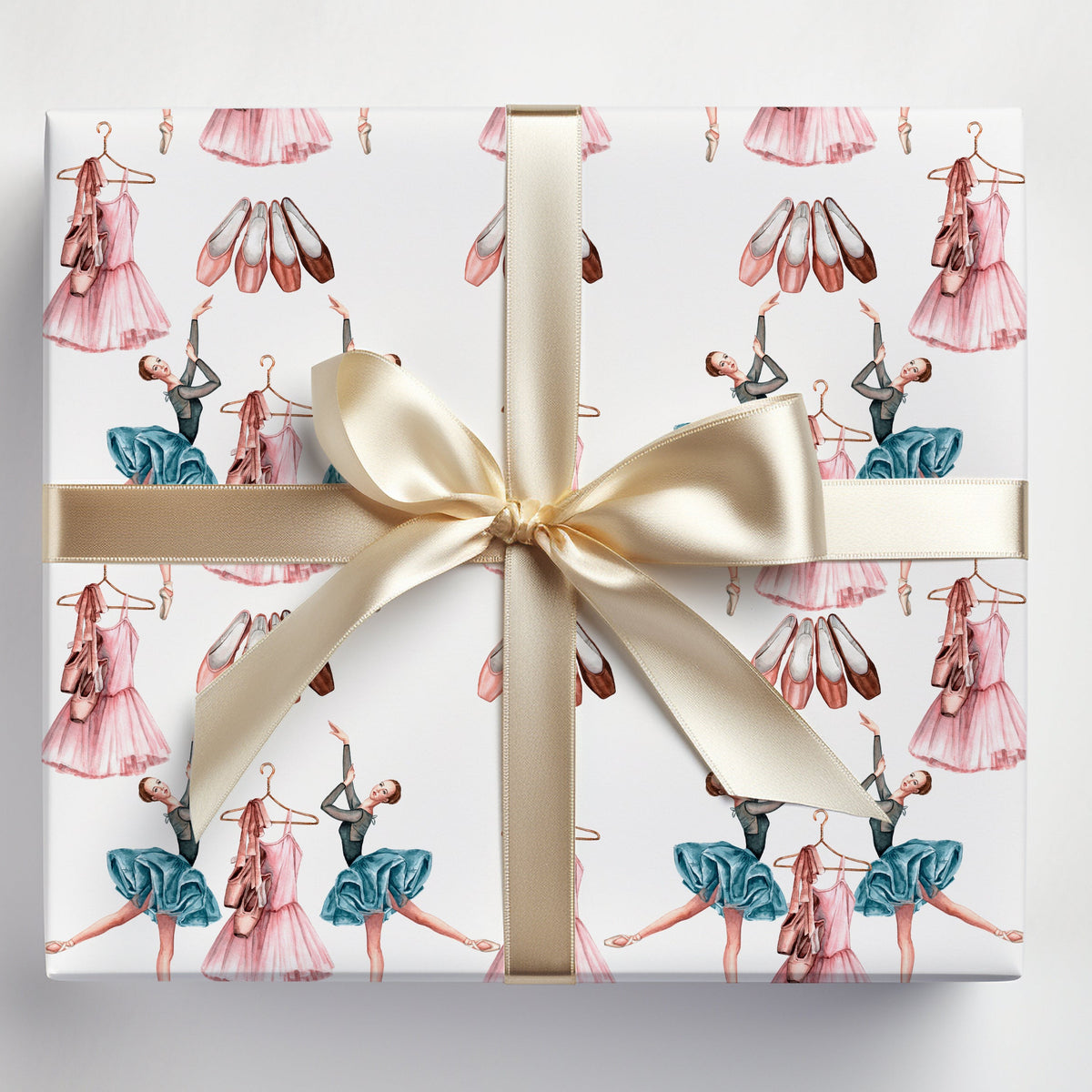 Ballerina Gift Wrap - Teal Tutu  (Sold as Set w/ Gift Tags or Separately)