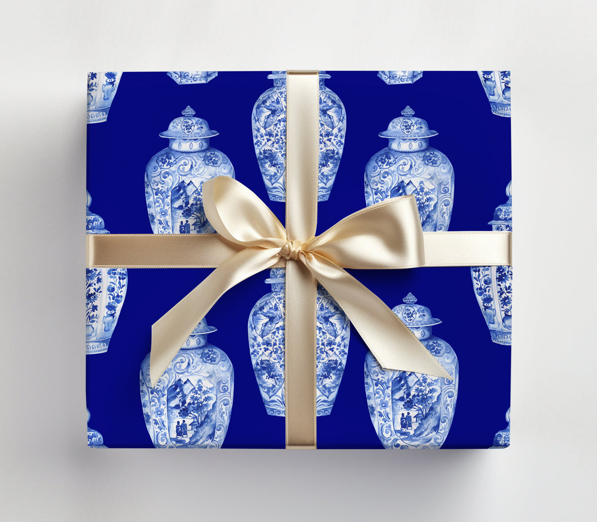 Blue Ginger Jar Gift Wrap (Sold as Set w/ Gift Tags or Sold Separately)