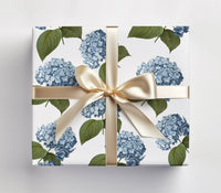 Blue Hydrangea Wrapping Paper as Set w/ Gift Tags or