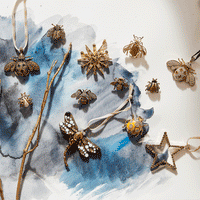 Bee & Grasshopper Ornament Gift Set of 3