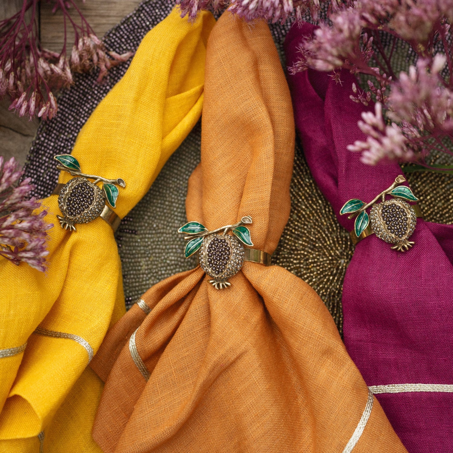 Pomegranate Skinny Napkin Rings (Set of 4)