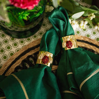 Gold Trim Dinner Napkins – Hunter Green (Set of 2)