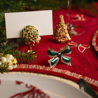 Enamel Bow Placecard Holders – Green (Set of 4)