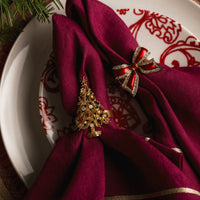 Gold Trim Dinner Napkins – Damson (Set of 2)