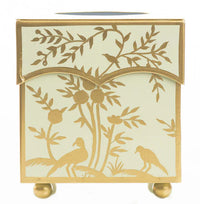 Pale Green & Gold Chinoiserie Wastepaper Basket