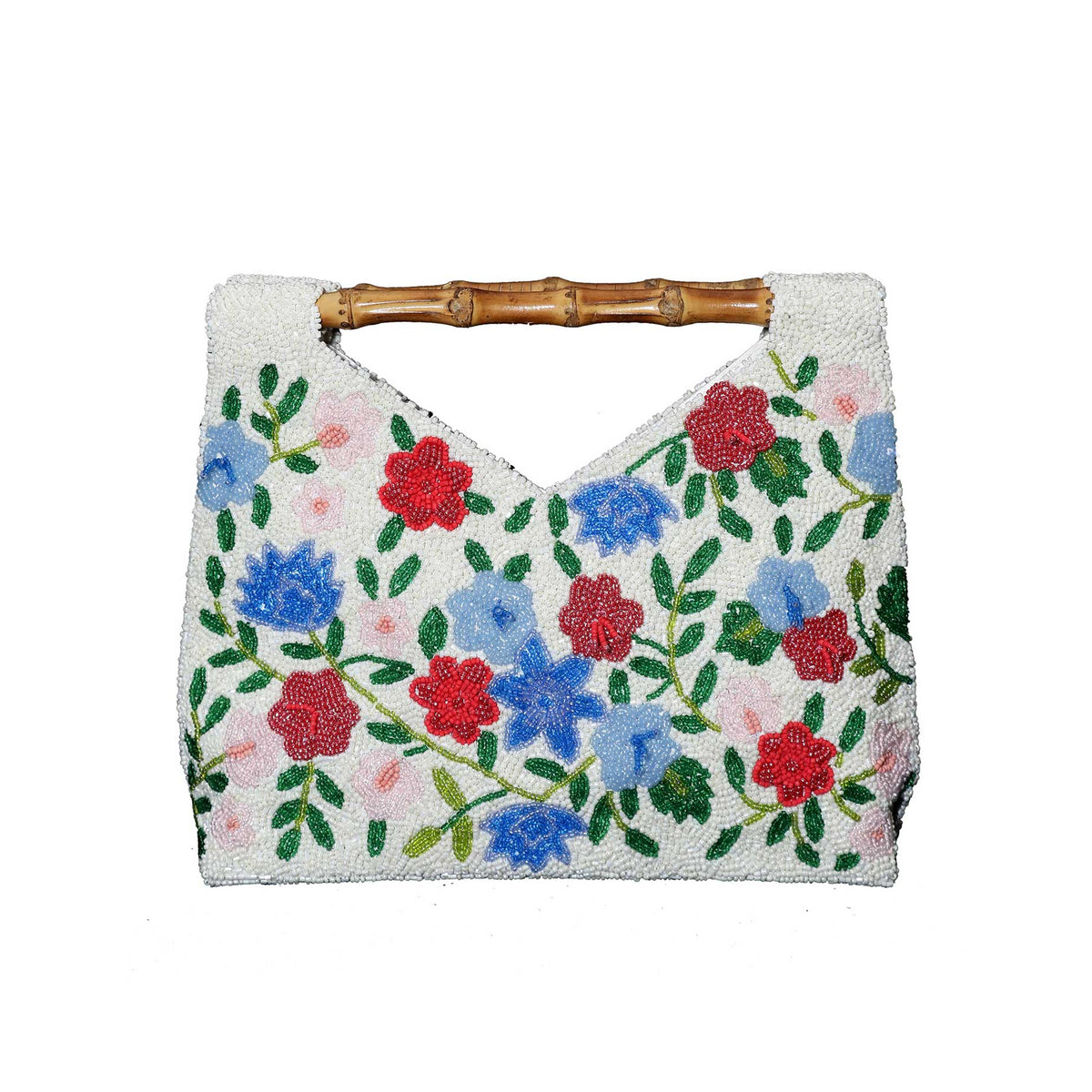Tropical Flora Bamboo Handle Handbag