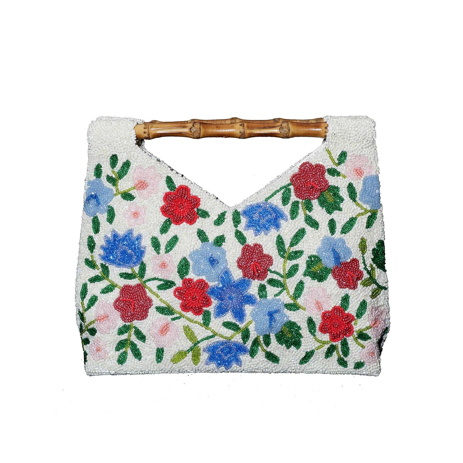 Tropical Flora Bamboo Handle Handbag