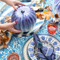 Damask Print Tablecloth – Blue