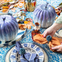 Straw Pompom Napkin Rings – Indigo (Set of 4)