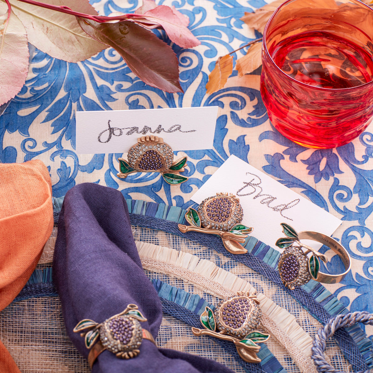 Pomegranate Skinny Napkin Rings (Set of 4)