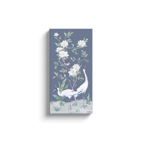 Cranes and Gardenias – Dark Blue Chinoiserie Canvas Wrap (Various Sizes)