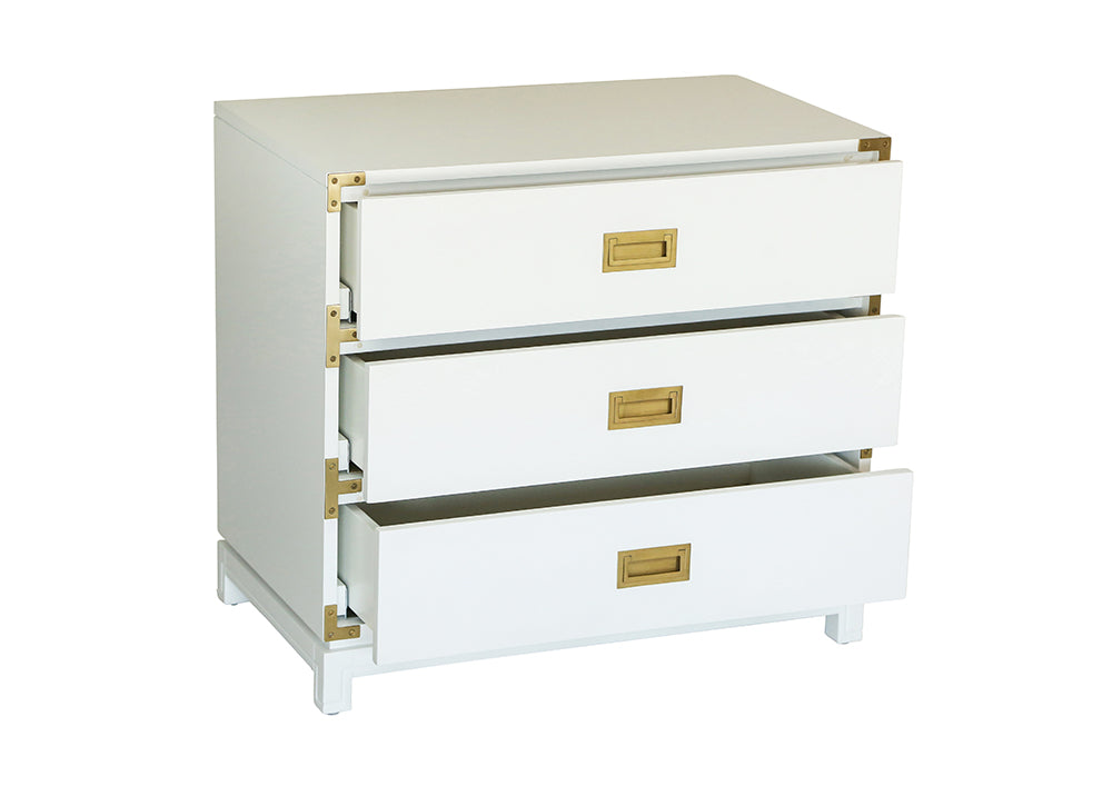 Small Carlyle Campaign Nightstand- White