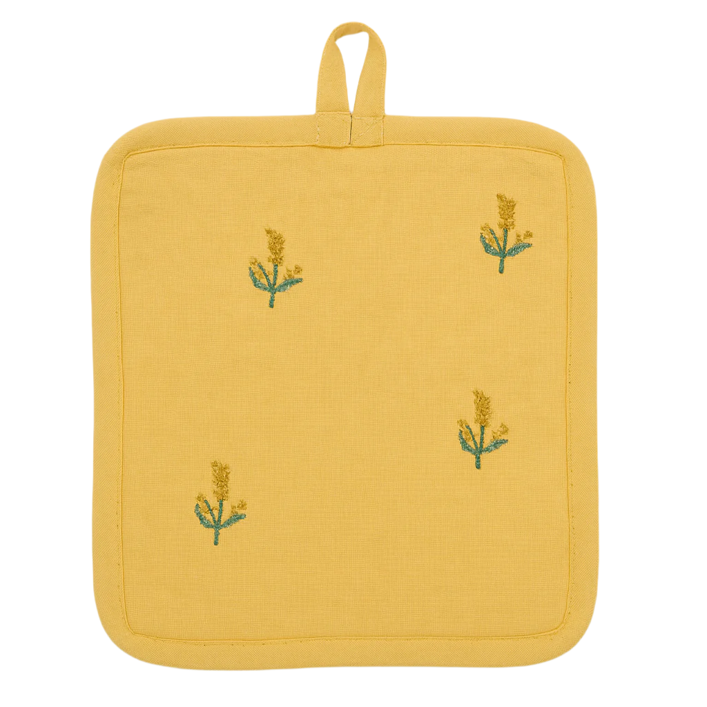 Yellow Embroidered Pot Holder