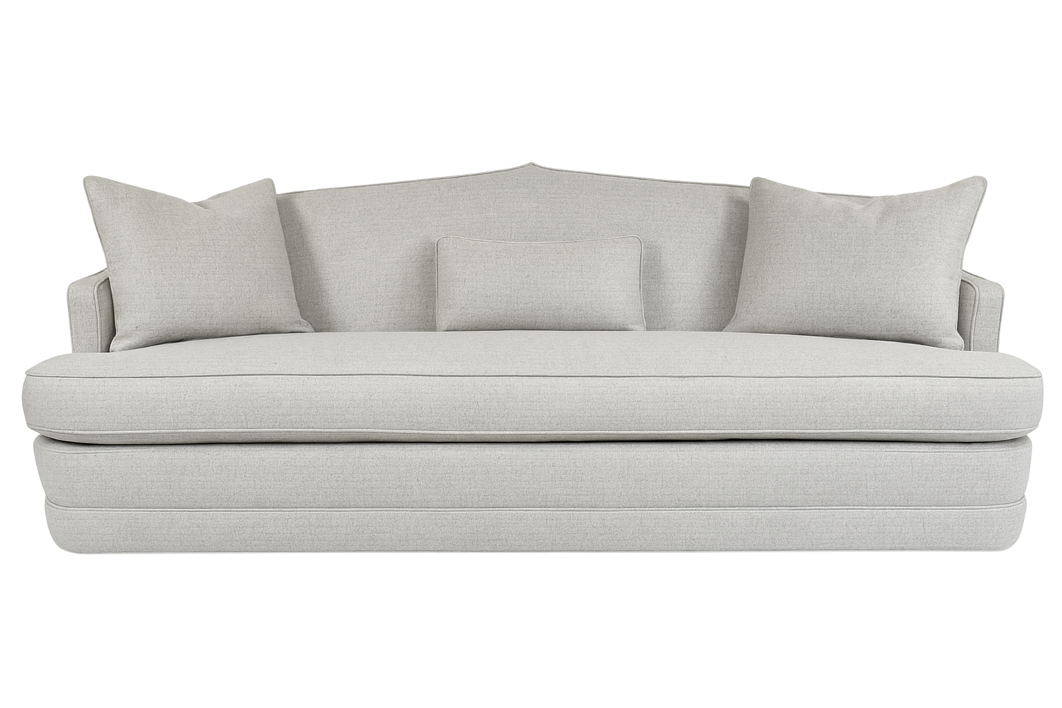 Grand Peak-Back Sofa in Light Grey Performance Fabric