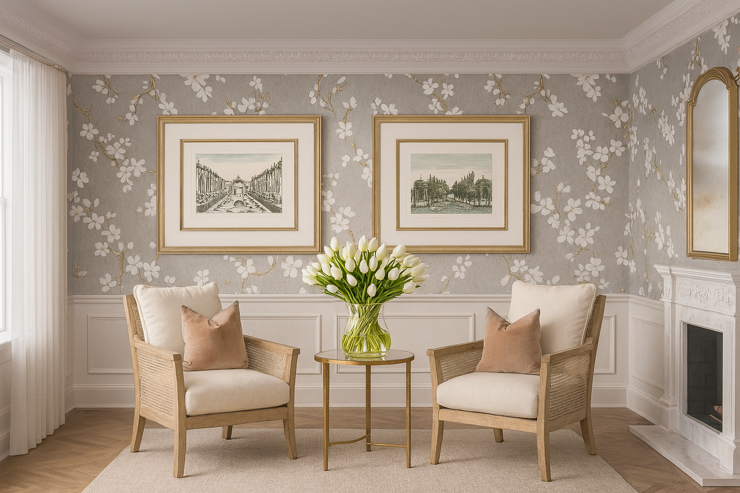 Classical Acharian Garden Postcard – Gold Framed Art Print I