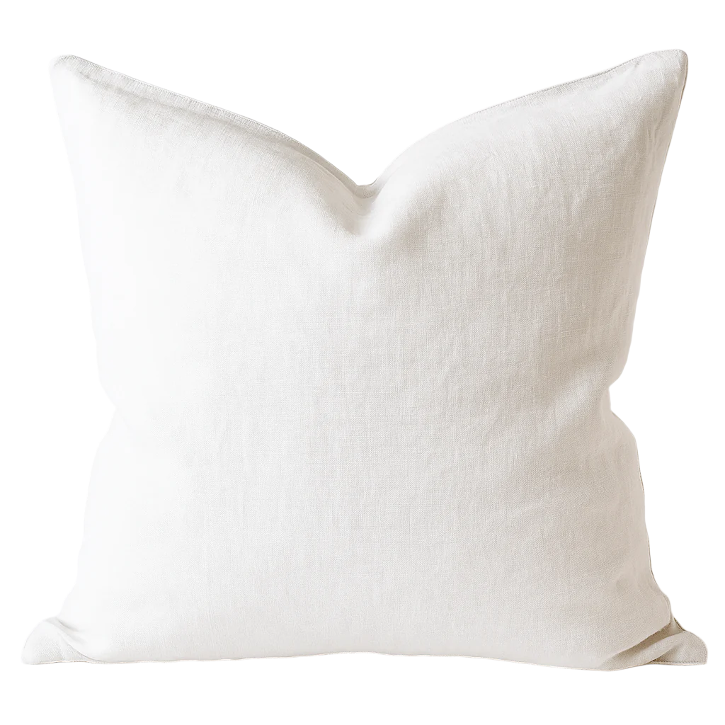 White Linen Pillow with Down Blend Insert 20" x 20"