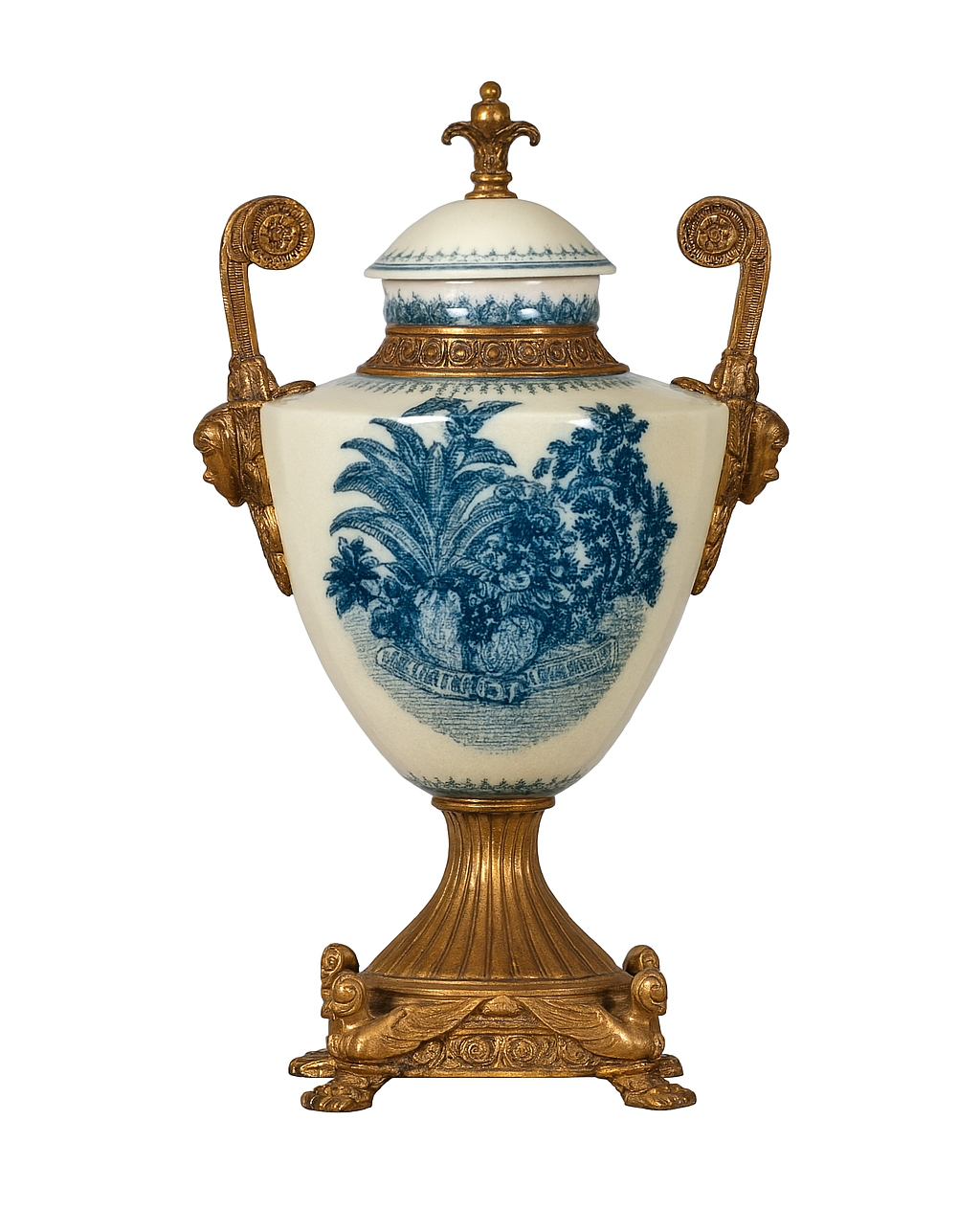 Porcelain Trophy Jar with Bronze Base