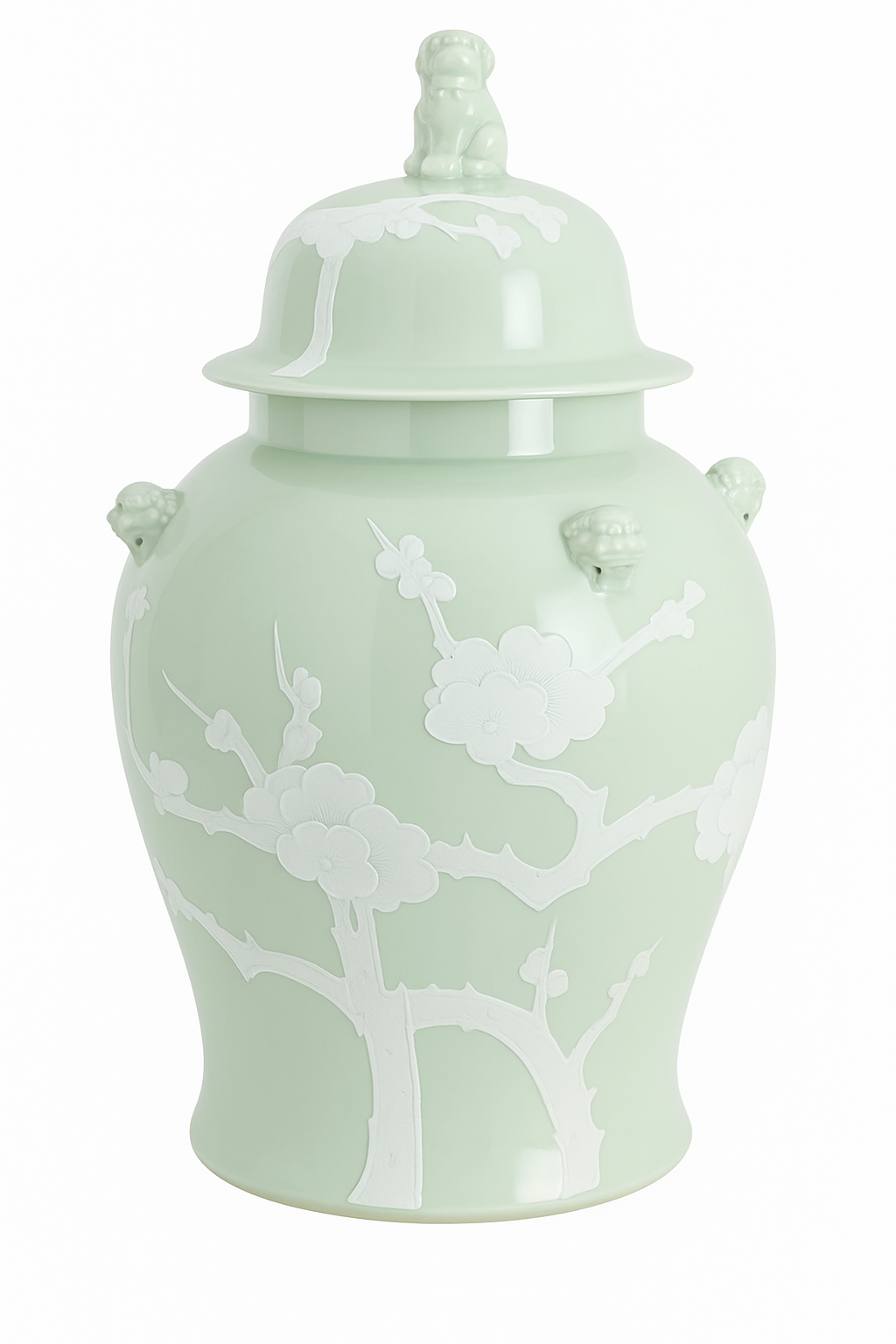 PASTEL PALE GREEN CHERRY BLOSSOM JAR