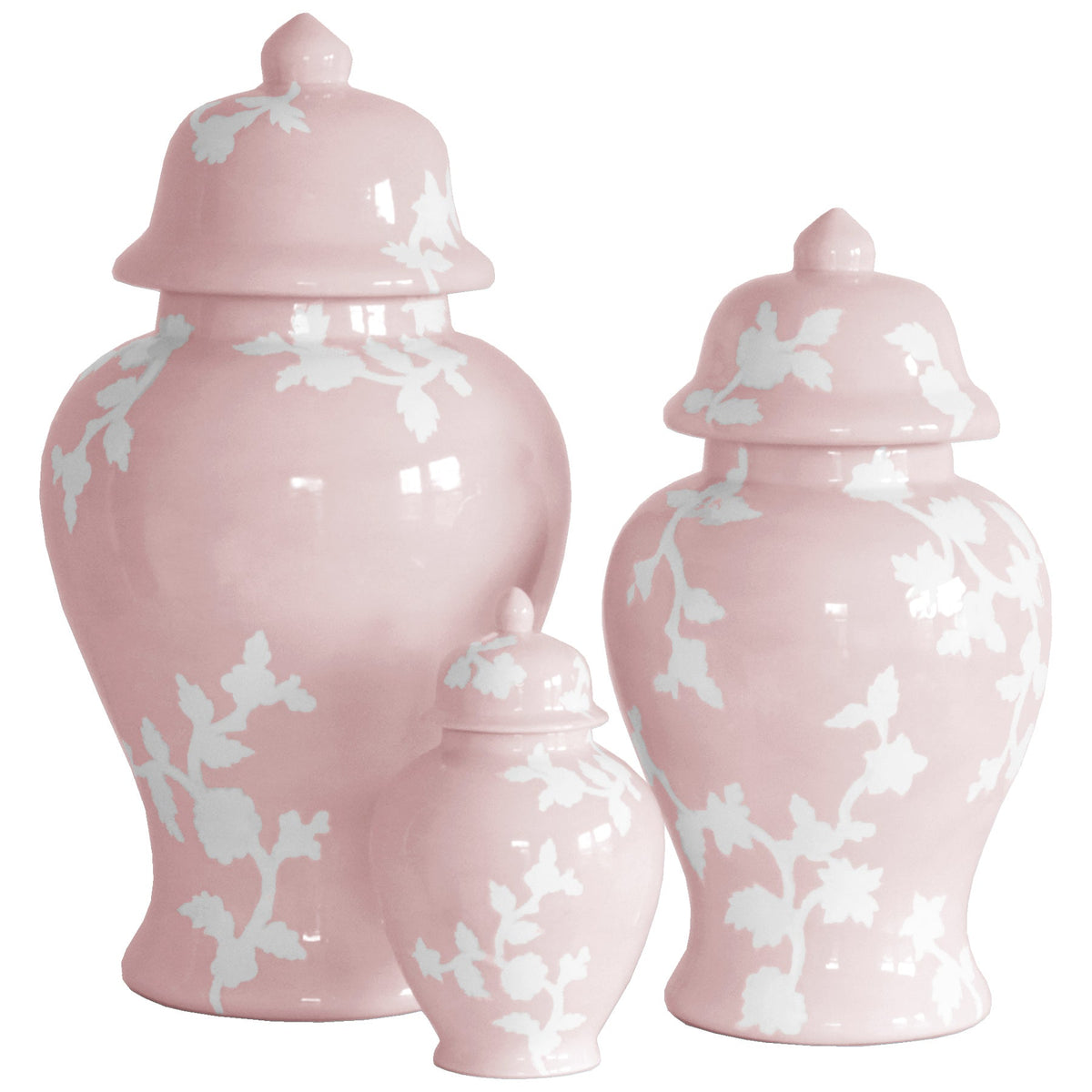 Chinoiserie Dreams Ginger Jars in Cherry Blossom Pink (Various Sizes)