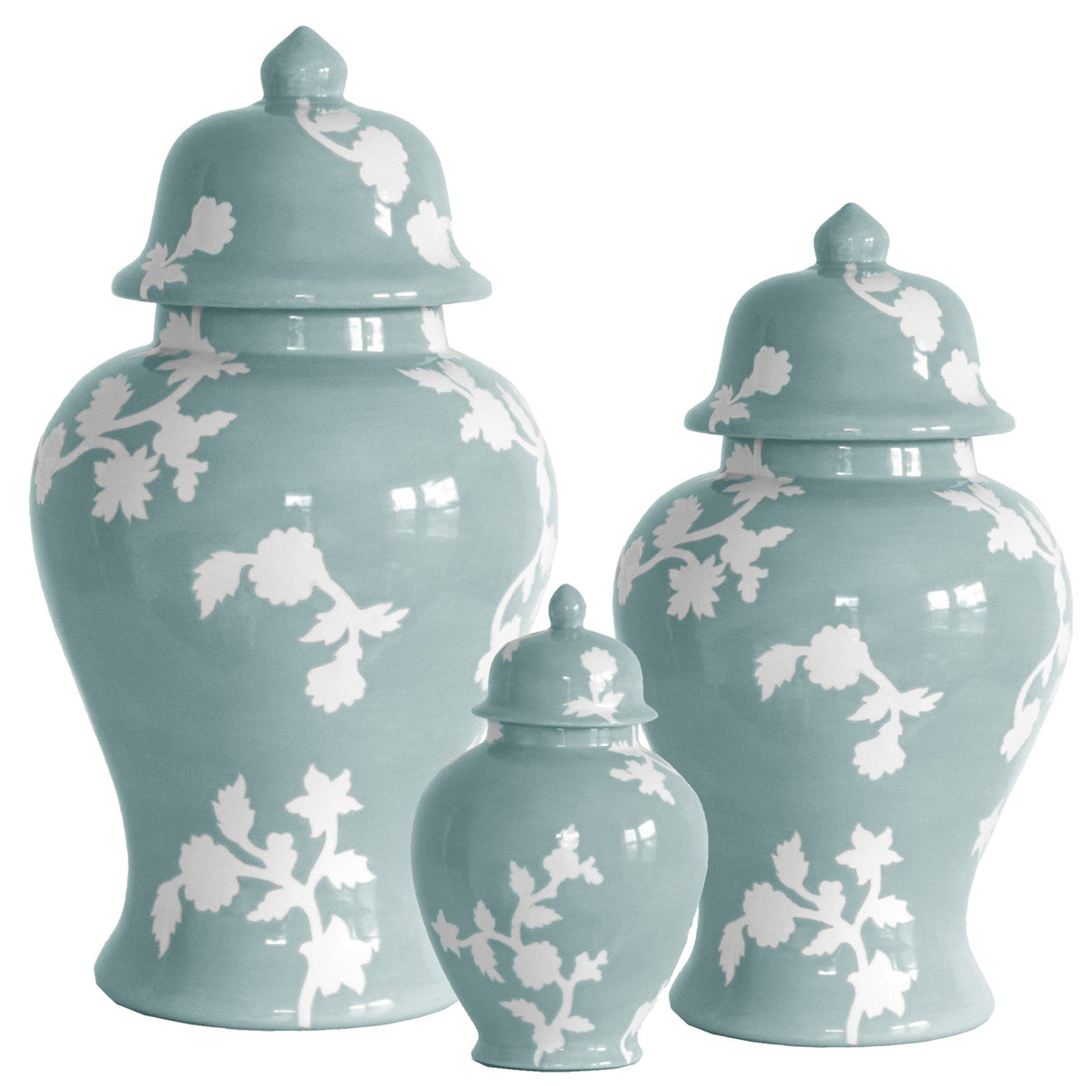Chinoiserie Dreams Ginger Jars in Lamb's Ear Blue (Various Sizes)