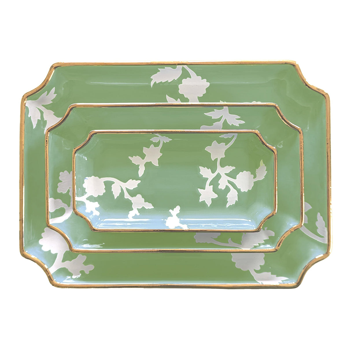 Chinoiserie Dreams Trays with Gold Accent (Various Sizes & Colors)