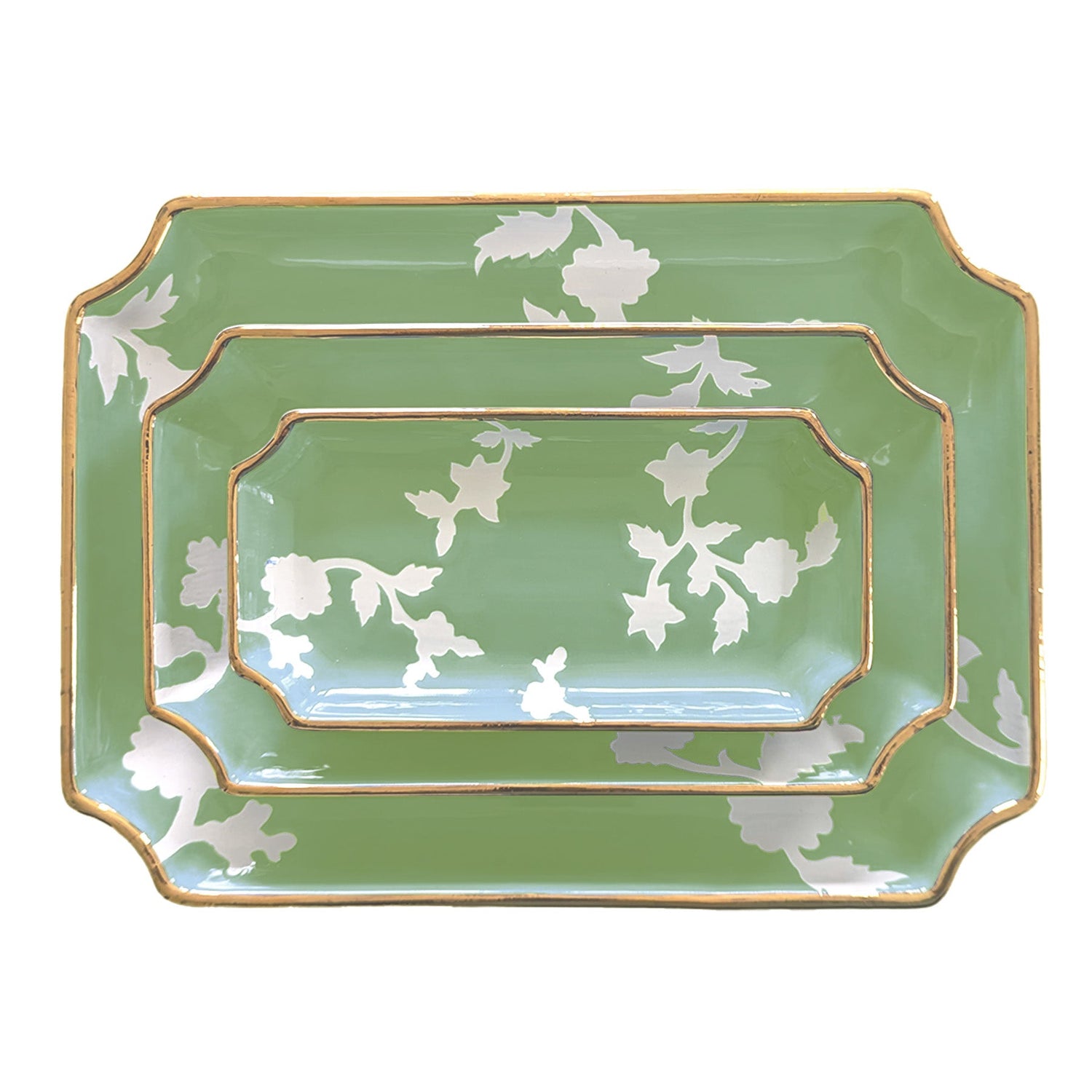 Chinoiserie Dreams Trays with Gold Accent (Various Sizes & Colors)