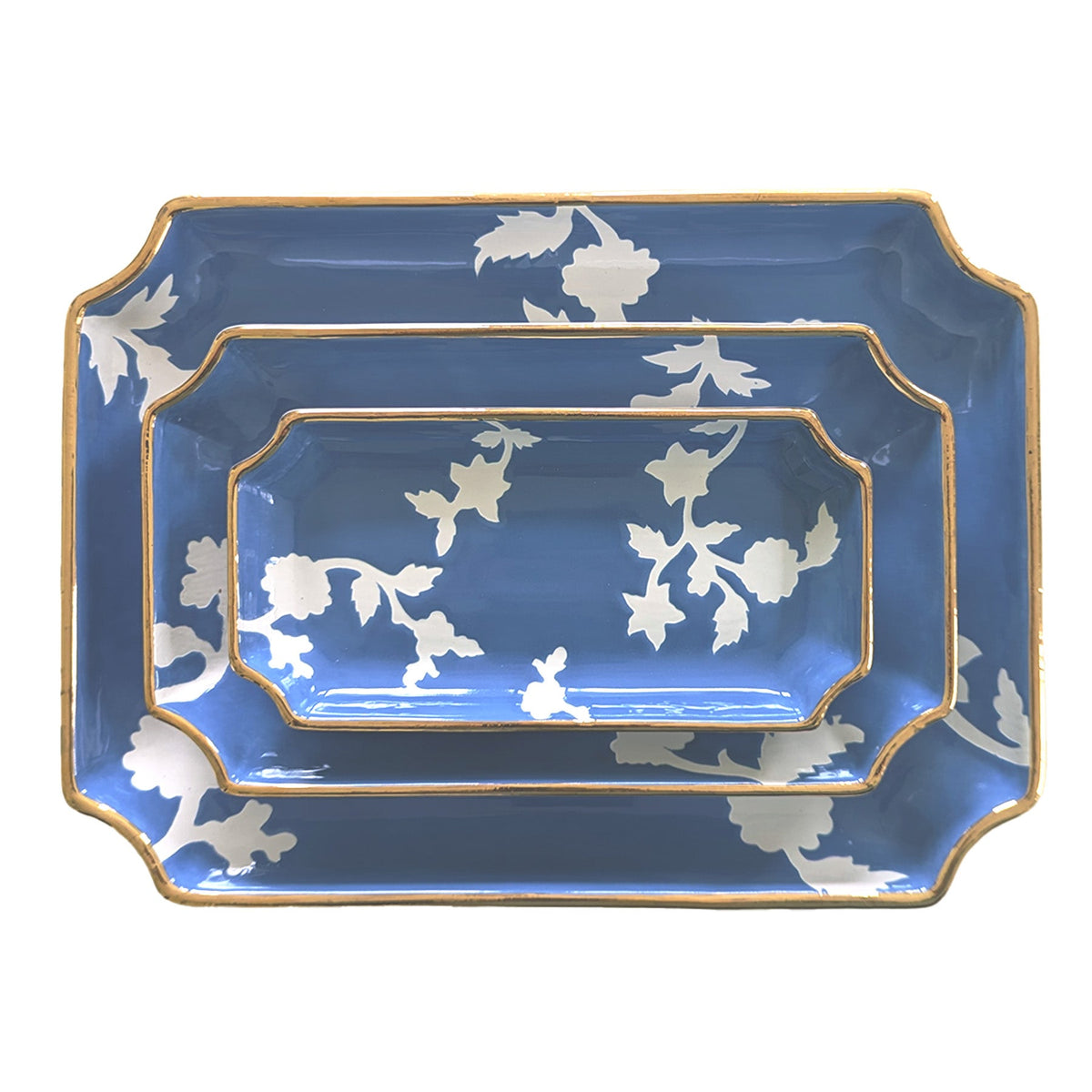 Chinoiserie Dreams Trays with Gold Accent (Various Sizes & Colors)