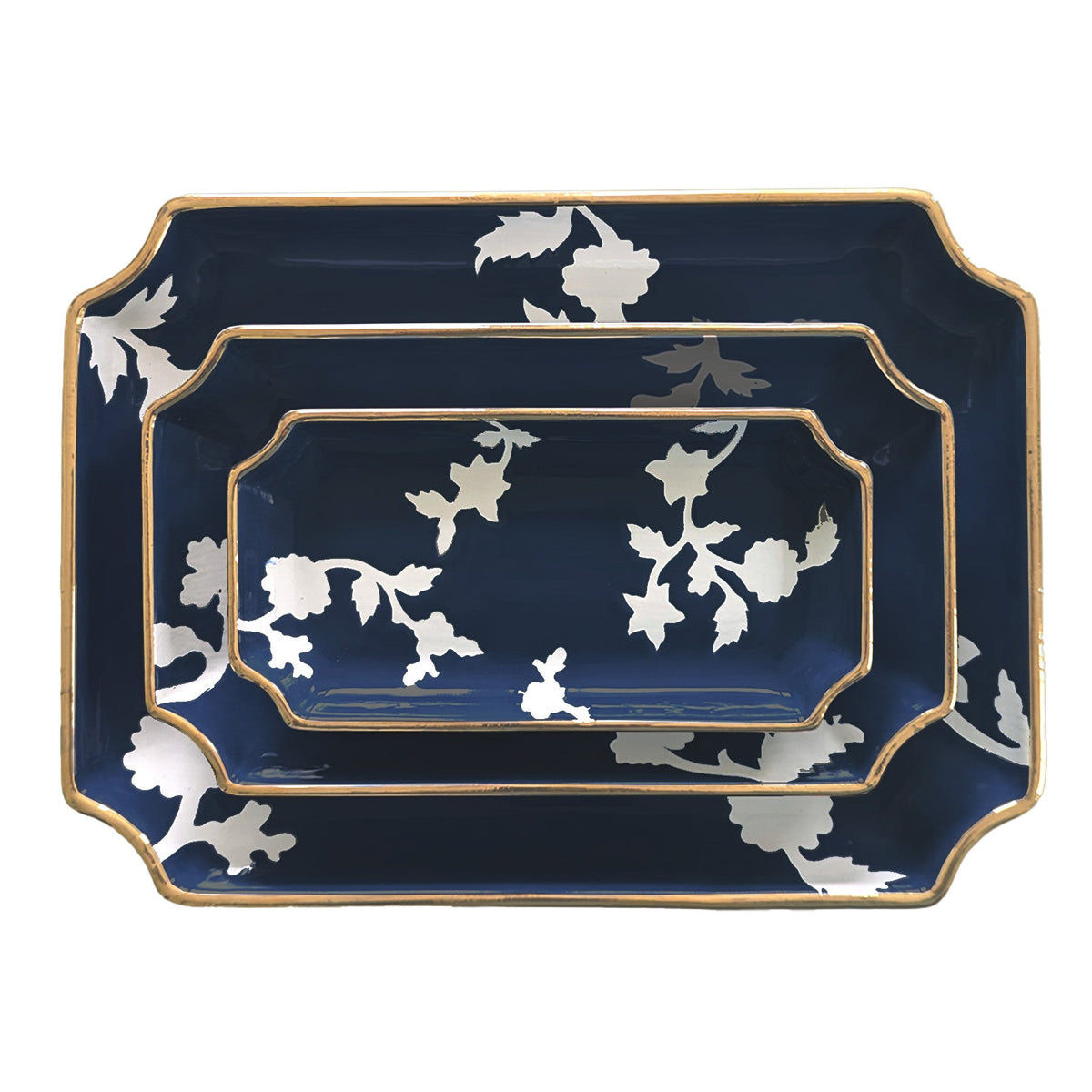 Chinoiserie Dreams Trays with Gold Accent (Various Sizes & Colors)